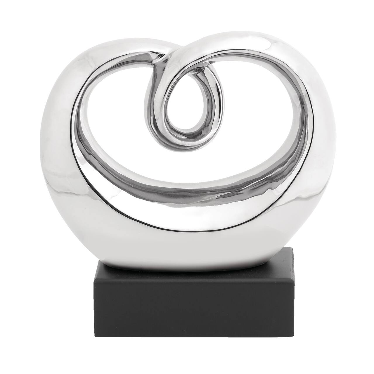 10" Silver Ceramic Modern Abstract Sculpture